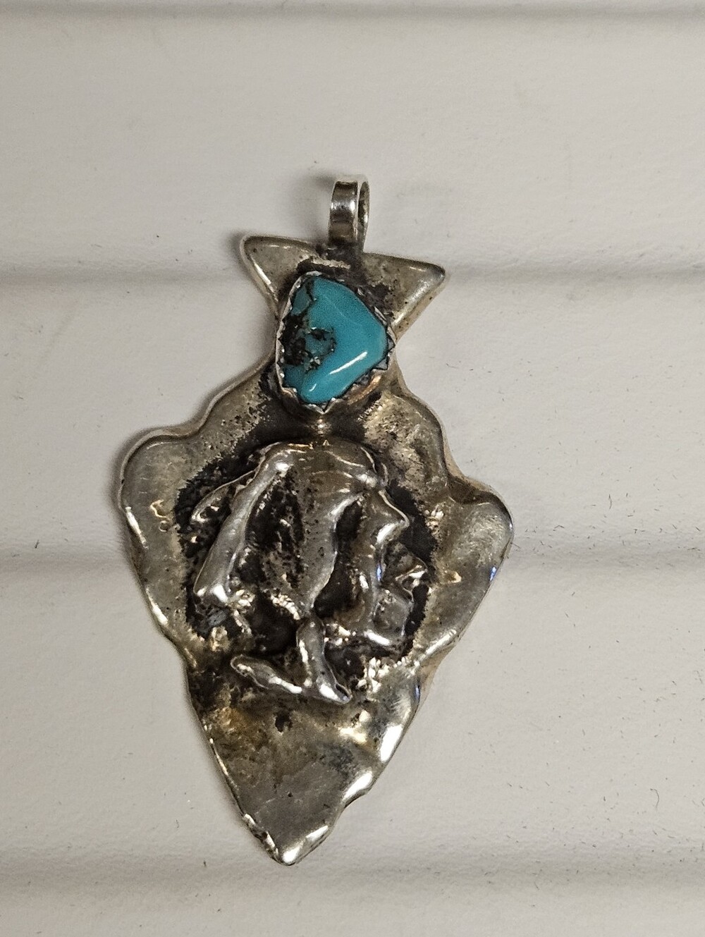Native American Sterling Turquoise Arrowhead Pendant 3 Available